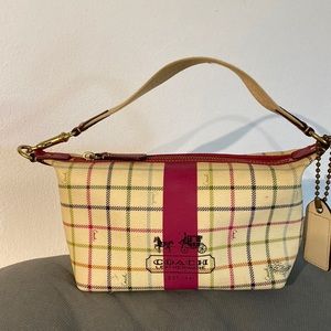 Coach leather tattersall plaid small hobo shoulder bag